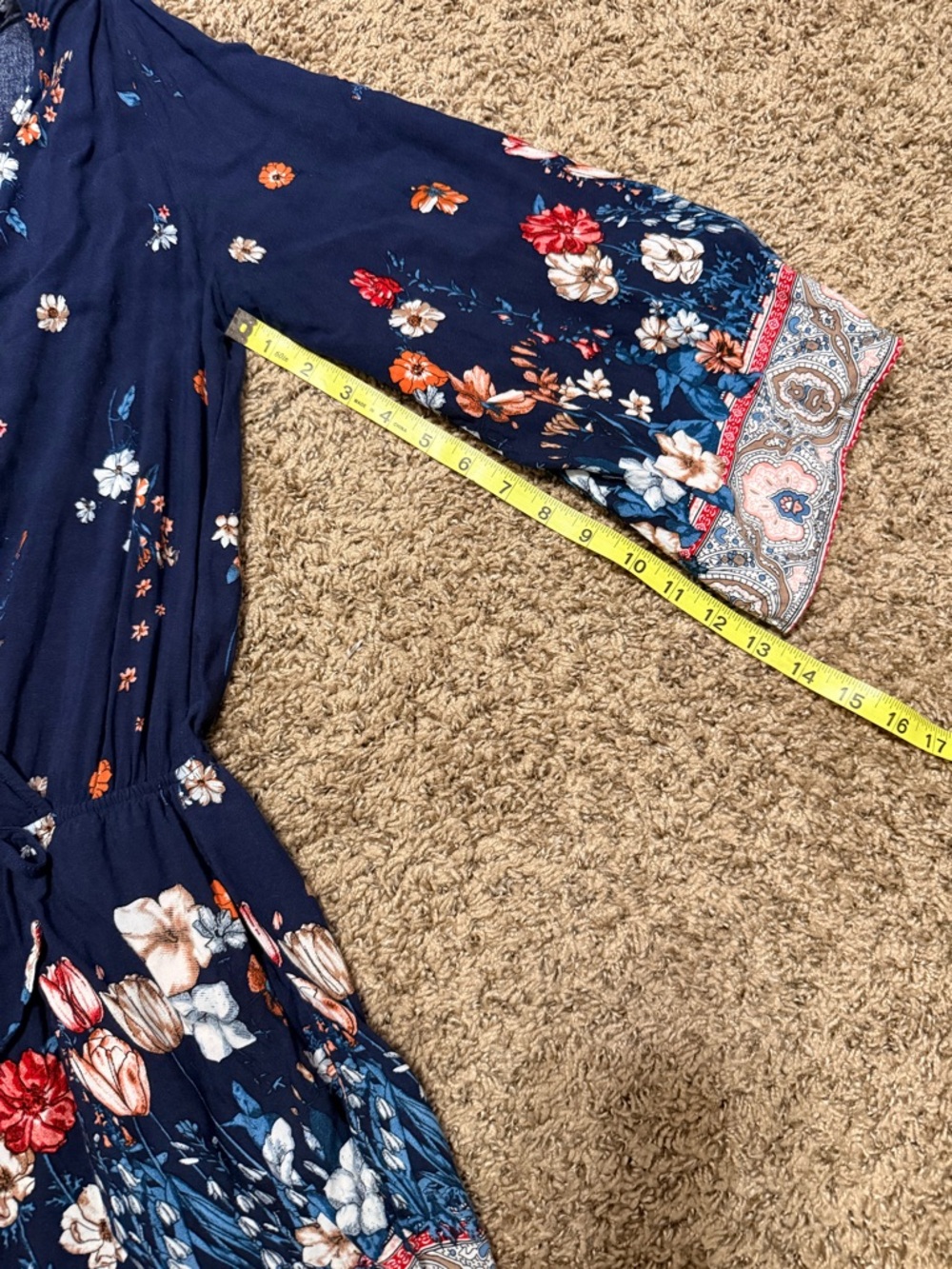 ☀️ Kori America • Navy Floral Wrap Tunic Romper • Women’s Size Small - Picture 14 of 15